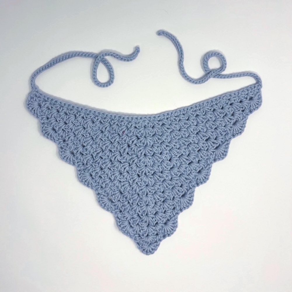 Light Blue Granny Crochet Bandana
